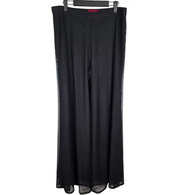 JS Collections Women's Black Sheer Overlay Wide Leg Dress Pants Size 12 - Image 1 of 4