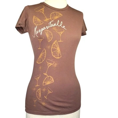 Jimmy Buffett Margaritaville Cotton Brown Tee Shirt Size Small  - Image 1 of 3