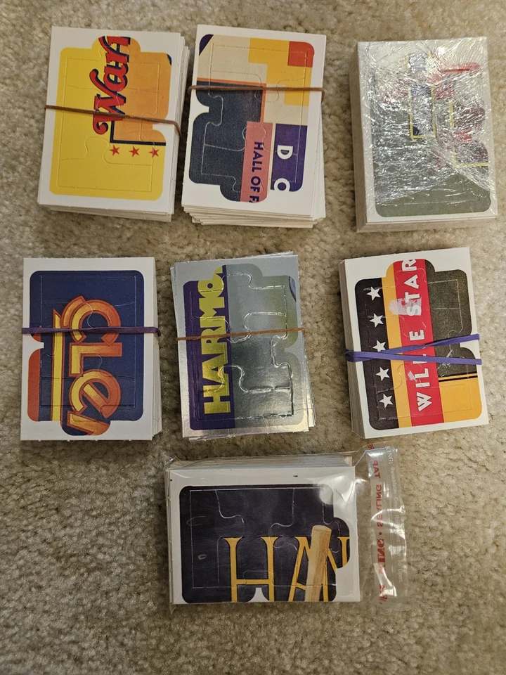 7 juegos completos de rompecabezas de tarjetas de béisbol. Spahn, Yaz, Aaron, Clemente, Musial, HK, WS Foto 1 de 1