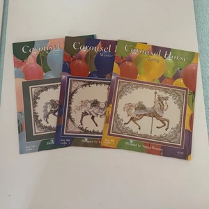 Teresa Wentzler Carousel Horses Cross Stitch Pattern Books Spring Winter Summer - Picture 1 of 6