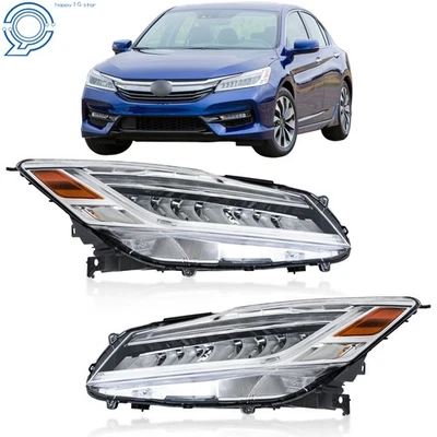 Driver&Passenger For Honda Accord Sedan 2016-2017 LED Headlight Chrome Headlamp - Изображение 1 из 4