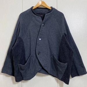 Chaqueta Corta MOYURU Algodón Lana Mezcla Tela Gris Carbón Excelente Estado - Imagen 1 de 7