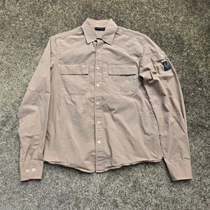 Vtg BELSTAFF Wings Logo Military Inspired Designer Button Up Shirt Tan Small - Picture 1 of 7