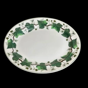 Vintage Wedgwood Napoleon Efeu Grün 14" Oval Platte Queen's Ware Servierschale - Bild 1 von 9