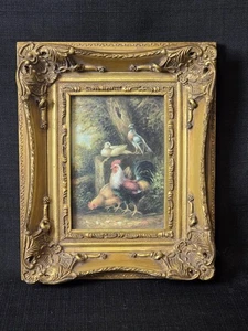Carvers & Gilders 9½" × 12" Gilt Frame W/ Chicken/Bird Print - Picture 1 of 9