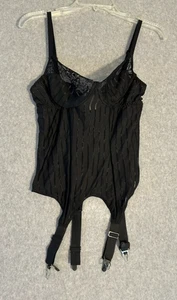 THE ESCANTE COLLECTION Bustier With Garter ClipsBlack Size Large Lace Underwire - Picture 1 of 12