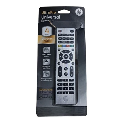 GE General Electric 33709 Ultra Pro 4-Device Universal TV Remote Brushed Silver - Image 1 of 3