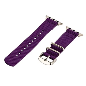Purple - 2 Piece Classic SS Nylon Watch Band for 42mm Apple Watch - Picture 1 of 1