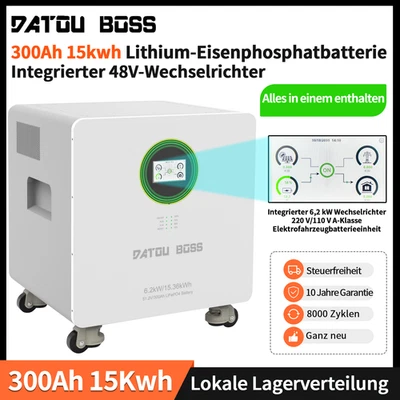 DATOUBOSS 48V 300Ah 15360Wh LiFePO4 Batterie 6.2kW Solar Hybrid Wechselrichte All-in-One