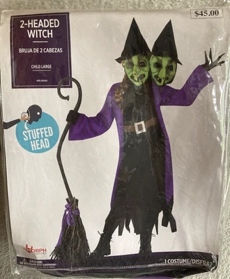 Disfraz de bruja de dos cabezas Halloween niño talla grande 10-12 truco o trato de miedo Foto 1 de 4