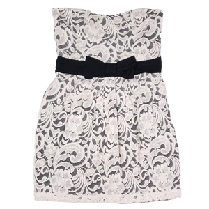 Abito Forever 21 senza spalline pizzo fiocco vita taglia M nero avorio coquette glam - Foto 1 di 9