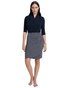 Women's Standard Modest Black Cream Surplice Skirt with Side Shirring Wrap-Ef... - Picture 1 of 5