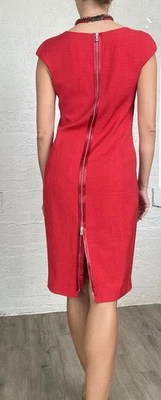 Vestido Dolce&Gabbana Rojo Talla 42 Forro de Seda Largo Completo Cremallera Con Logo Italia Foto 1 de 4