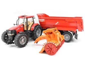 Gioco Trattore Bruder Con Rimorchio Krampe Kipper Rosso 3 Pezzi - Photo 1/3