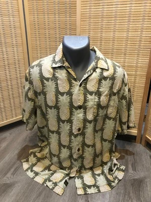 Гавайская рубашка Tommy Bahama на пуговицах 100% шелк ананасы оригинальный крой средний размер M - Изображение 1 из 4