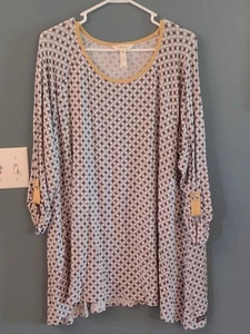 Matilda Jane Women's Make Believe Starstruck Roll Tab Sleeve Tunic Sz. XXL - Picture 1 of 2