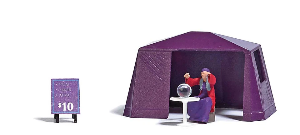Busch 7995 HO Scale Fortune Teller - Tent, Sign, Table, Figure, Crystal Ball - Image 1 of 1