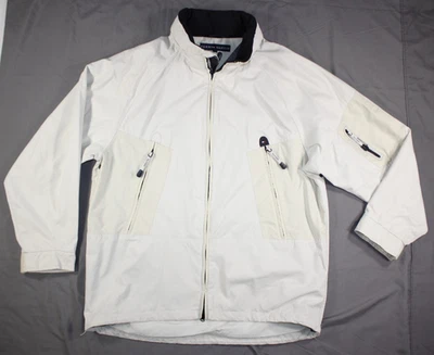 Vintage Tommy Hilfiger Jacket Men's L Water Stop Rain Vented Hooded Ivory/Beige - Image 1 of 4