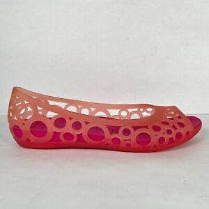 Crocs Adrina flache Damen-Ballerinas Größe 7 rosa offene Zehenpartie Slipper Gelee Schuhe