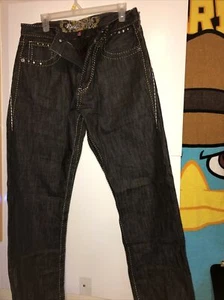 Authentische rücksichtslose Kunstjeans schwarze Rapperhose neu ohne Etikett 32 Abfall 34 lang - Bild 1 von 12
