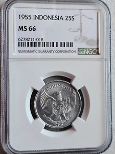 Indonesia 25 Sen 1955 NGC MS 66 - Picture 1 of 2