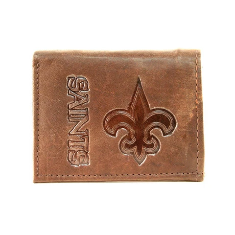 NFL New Orleans Saints Brown Tri-Fold Wallet Cover