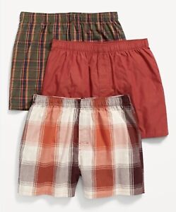 Old Navy Men's Size Small ~ 3 Pack Soft-Washed Printed Boxer Shorts .. Plaid