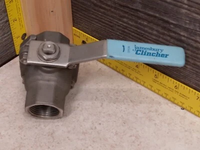 NOS JAMESBURY CLINCHER 1" Ball Valve 400WOG Stainless Steel Ball and Stem - Image 1 of 4