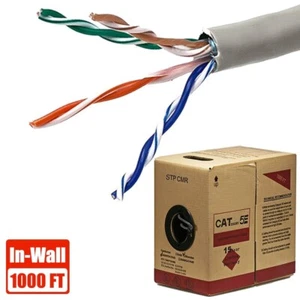 1000 Fuß Cat5E Ethernet Netzwerk STP abgeschirmtes Kabel in der Wand Litzendraht Bulk grau - Bild 1 von 4