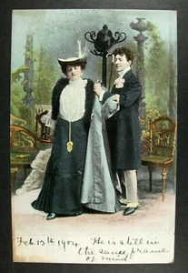 Postkarte Romantisches Edwardianisches Paar; Stroud Duplex 757 1904; Ebley Adresse - Bild 1 von 2