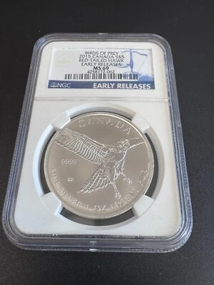2015 Canada S$5 NGC MS69 Red Tailed Hawk Birds of Prey Early Release - Image 1 of 2