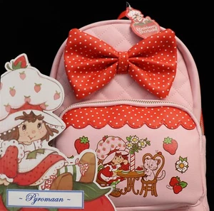 Strawberry Shortcake Mini Backpack Polka Dot Bow Quilted Bag Pink 2024 New! - Picture 1 of 8