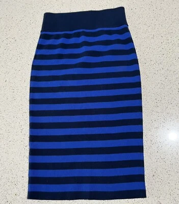 Юбка JUICY COUTURE синий/темно-синий полоски карандаш вязаный sz P предварительно собственный - Изображение 1 из 4
