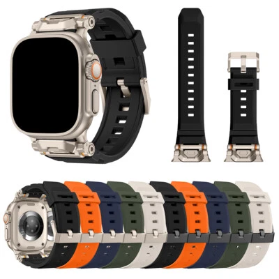 Silicone Rubber Band For Apple Watch Ultra/10/9/8/7/SE2/SE/6/5/4 Metal Connector - Image 1 of 4