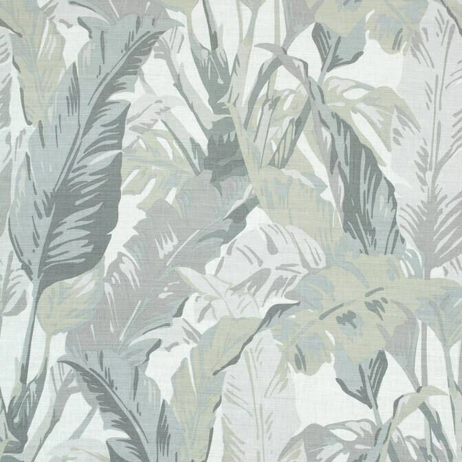 Thibaut Large Tropical Floral Print Fabric- Travelers Palm Grey 0.75 yds F910129