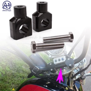Aluminum 1" Handlebar Riser Vertical For Harley Kawasaki Vulcan 500 750 Black - Picture 1 of 11