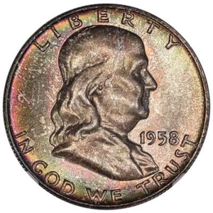 1958-D Franklin mezzo dollaro - NGC MS 67 FBL - gemma dai toni graziosi - Foto 1 di 4