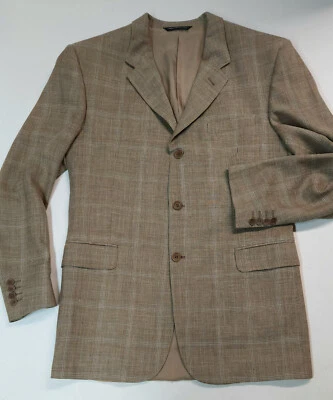 Abrigo Deportivo COPLEY Lana Seda Lino Tela Zegna 42L Marrón Cuadros Foto 1 de 4