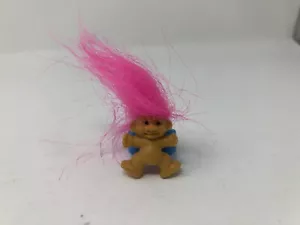 Vintage Troll Ring Toy Pink Hair With Blue Ring - Picture 1 of 8