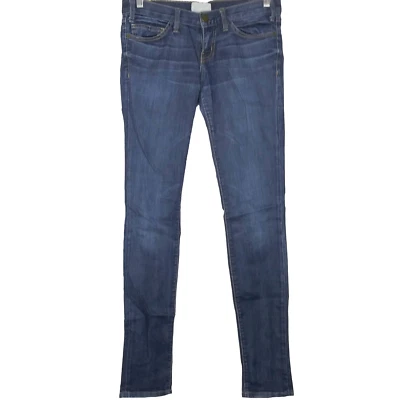 Pantalones de mezclilla ajustados Current/Elliott para mujer 27 lavado oscuro tiro bajo 7 bolsillos elásticos Foto 1 de 4