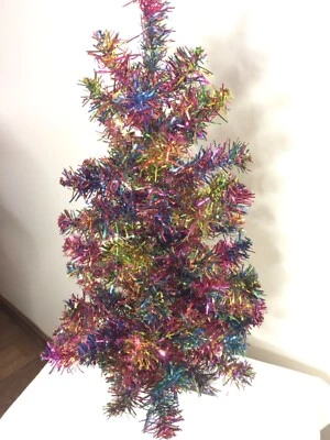 Paperchase 2ft 60cm multicolor bright colorful metallic rainbow Christmas Tree - Image 1 of 4