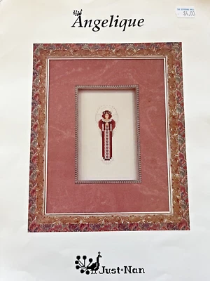 ANGELIQUE Cross Stitch Chart Angel Wings Praying Hands Vintage Frame or Ornament - Image 1 of 4