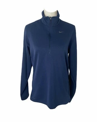 Sudadera deportiva pequeña para mujer Nike azul calce seco 1/2 cremallera cuello alto Foto 1 de 4