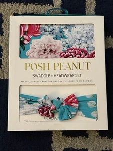 Posh Peanut Bamboo Baby Girl Swaddle And Bow Headband Set Eloise Newborn - Picture 1 of 2