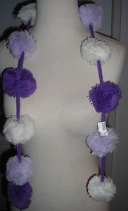 Womens Girls Pom Pom Lavender Purple White Scarf  $12 - Picture 1 of 1