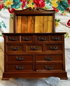 Comò portagioie musicale vintage con specchio staccabile e 7 cassetti - Foto 1 di 9