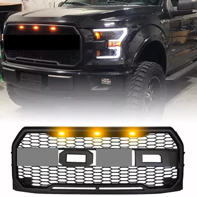 For 2015 2016 2017 Ford F150 F-150 Grill Raptor Style Front Grille Bumper Black - Image 1 of 4