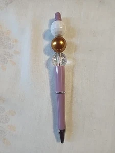 Perlenstift Flieder Stift Gold, weiße Discokugel Perle, klare gesprenkelte Perle - Bild 1 von 3