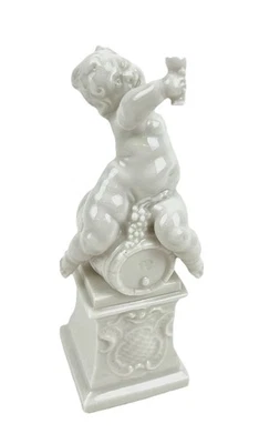 Putto on Pedestal Bacchus Allegory Autumn after F.A. Bustelli Nymphenburg Top - Image 1 of 4