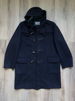 Abrigo de lona vintage con capucha 100 % lana azul marino para hombre talla 46 Foto 1 de 4